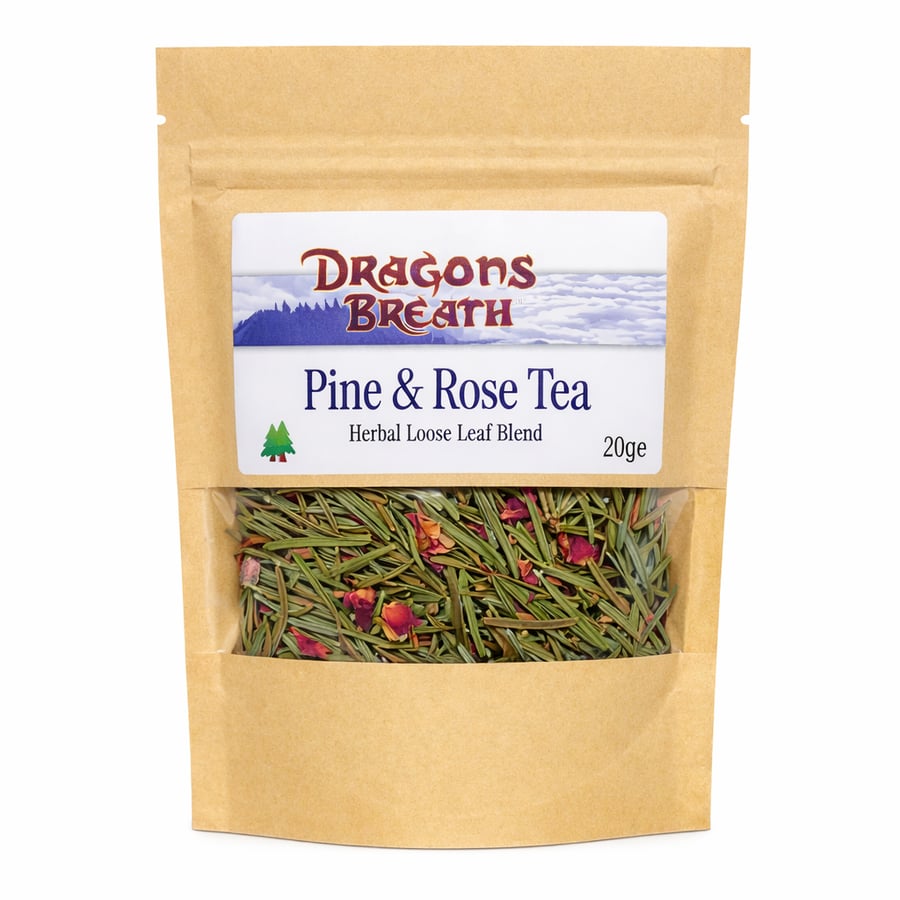 Pine Needle & Rose Tea - Hand-Foraged in Wales' Misty Mountains - 20g