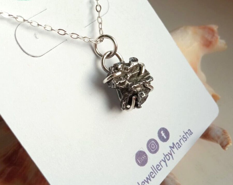 Necklace Silver Meteorite Jewellery Gift Campo del Cielo Claw Set Pendant 925