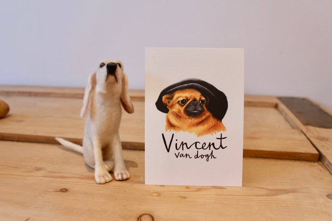 Vincent van Dogh - Pug - Postcard - A6 Print