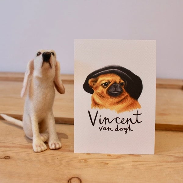 Vincent van Dogh - Pug - Postcard - A6 Print