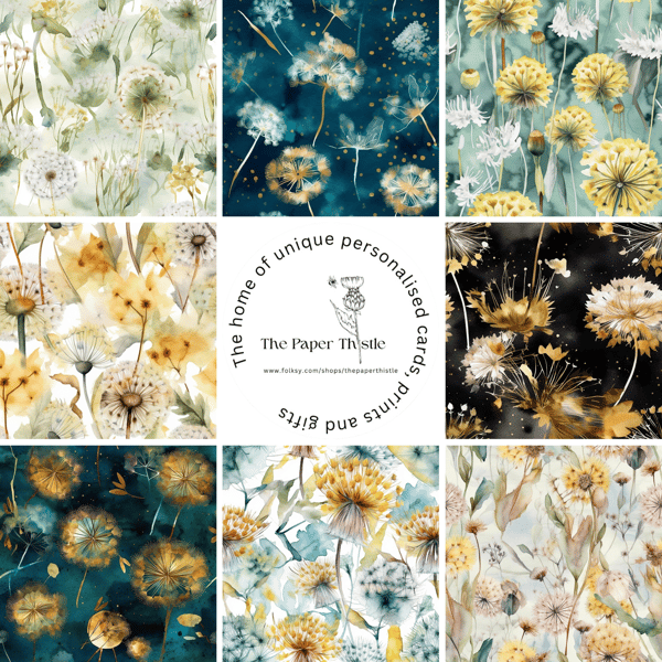 Dandelion Cards - Box Set of 8 different designed Illustrated cards
