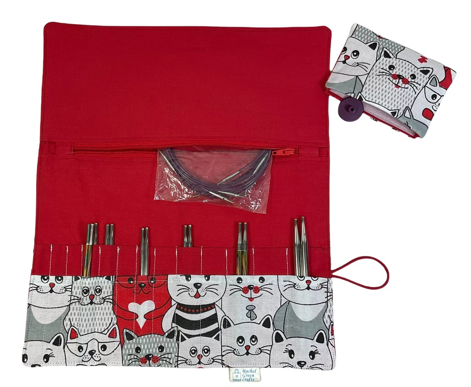 Cats Interchangeable needle case, interchangeable organiser, addi needle case, c