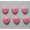 30 x 2-Hole Resin Buttons - Polka Dot - Heart - 15mm - Pale Pink