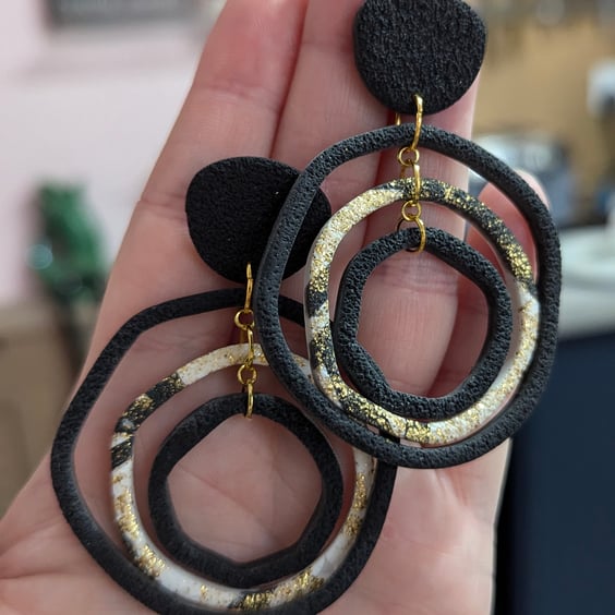 Black, white and gold skinnies earrings