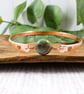 Bangle, Copper and Jasper Bracelet with Stamped Hearts. Size 21cms