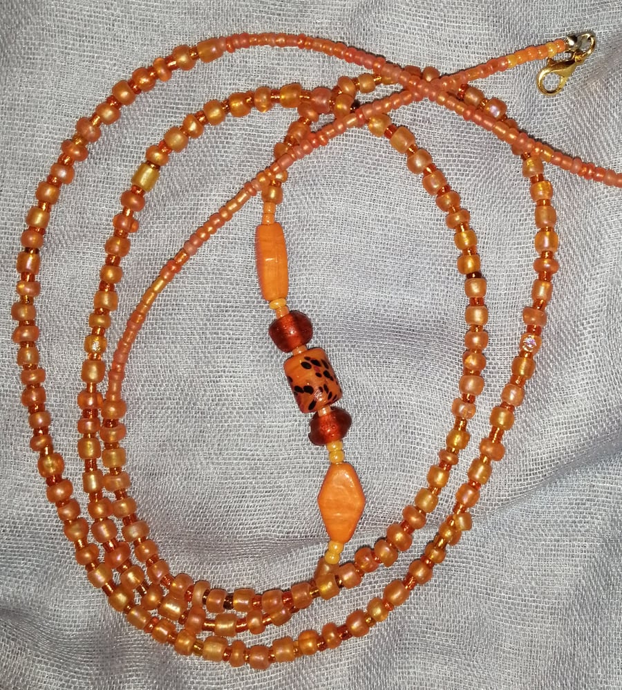 Glowing Joy Orange African Waist Beads