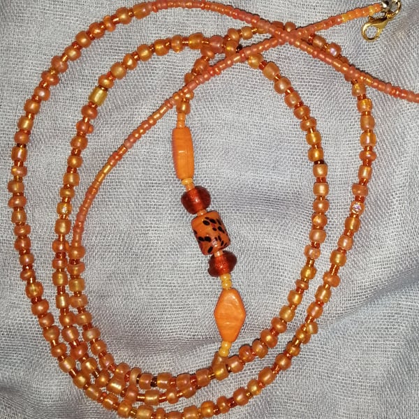 Glowing Joy Orange African Waist Beads