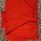 Oversized red hand crocheted cardigan chunky yarn plus sized acrylic wool
