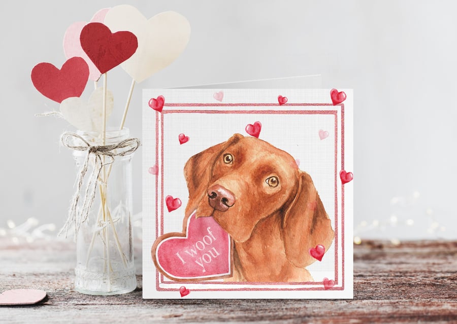 Hungarian Vizsla Valentines Day Card 