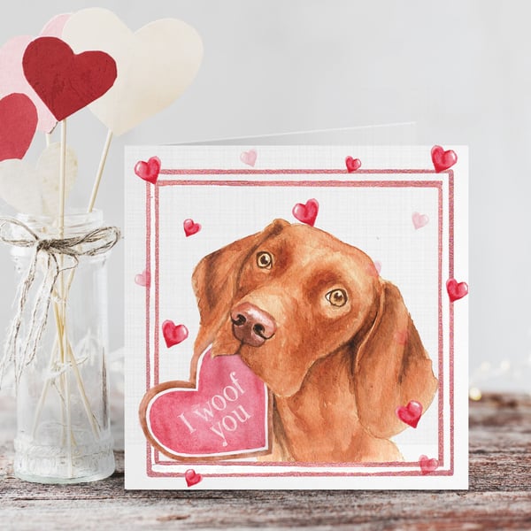 Hungarian Vizsla Valentines Day Card 