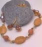 Honey Jade Bead and Gold Crystal Necklace and Earrings Set, Gift for Her - Image 7