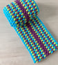 The Puff Stitch Infinity Scarf - Merino Wool - Lime Green, Purple & Turquoise - Image 3