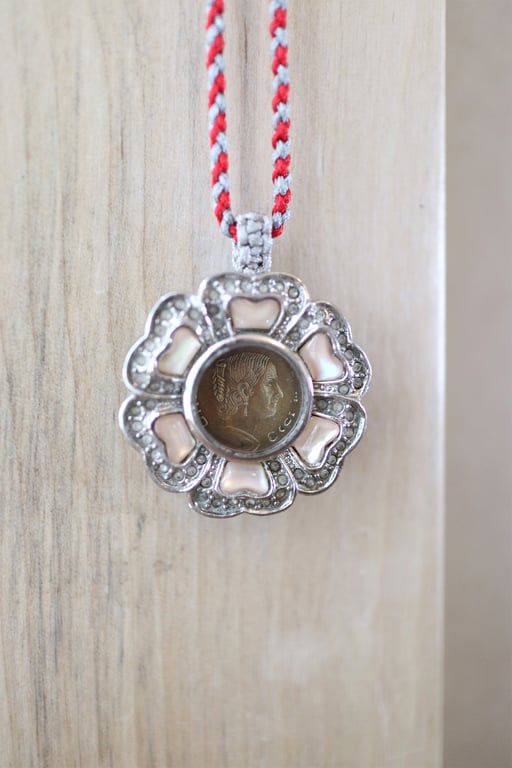 Upcycled Vintage Flower Design Ladies Watch Parts Handmade Necklace