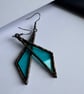 Marine blue stained glass dangle earrings, Unique jewellery for her - Image 7