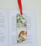 Robin wooden bookmark,  Christmas stocking filler gift, garden bird bookmark  - Image 3
