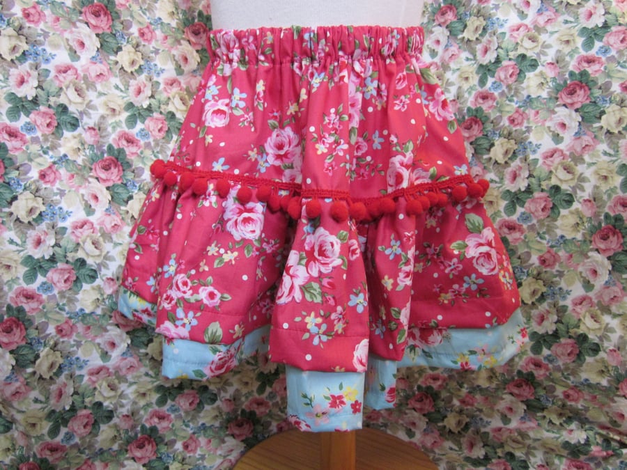 Girl's skirt 'Russian Doll' in Strawberry Jam colourway age 5 - 8 years