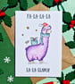 Llama Christmas card, Funny pun Christmas carol card, Friend Christmas card