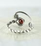 Garnet Twist Ring - Viking Style Rustic Jewellery. Silver with Deep Red Gem - Image 8