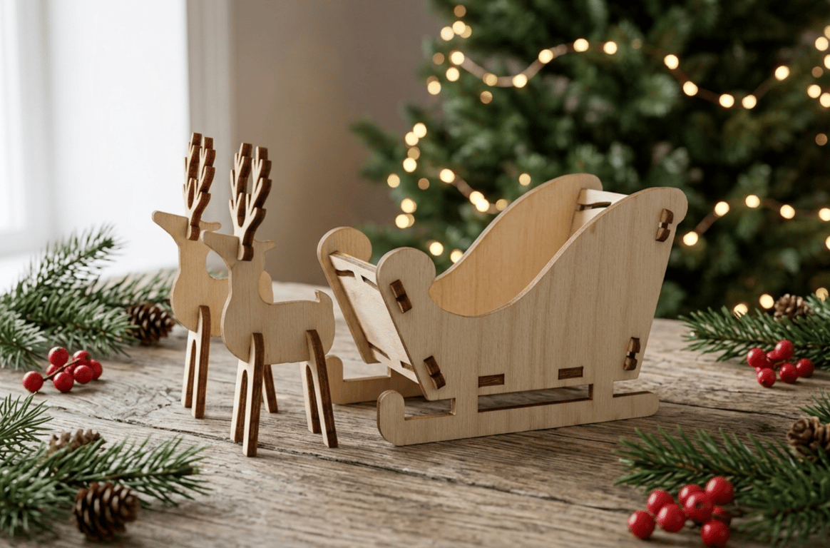 Santa Sleigh and Reindeer Decorations, DIY Crafts