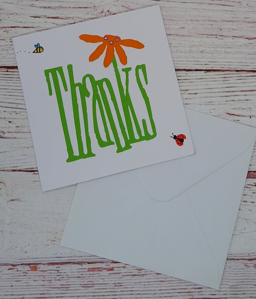Thanks a Bunch, Handmade thank-you card, Cute thank-you card