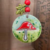 Ceramic toadstool decoration glazed