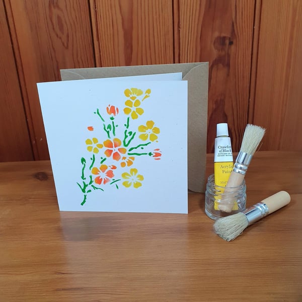 Stencilled Flower Greeting Card