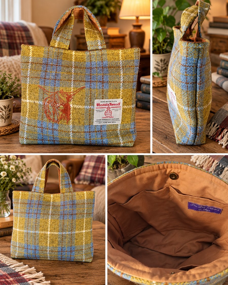 Harris Tweed handbag with heiland coo