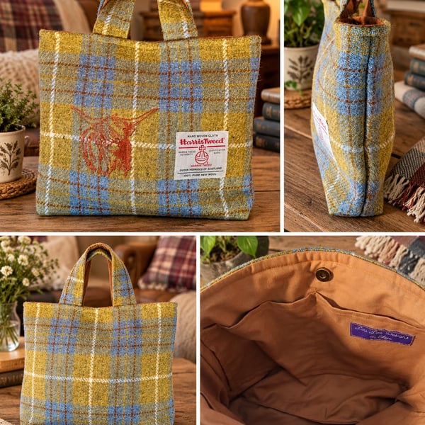 Harris Tweed handbag with heiland coo