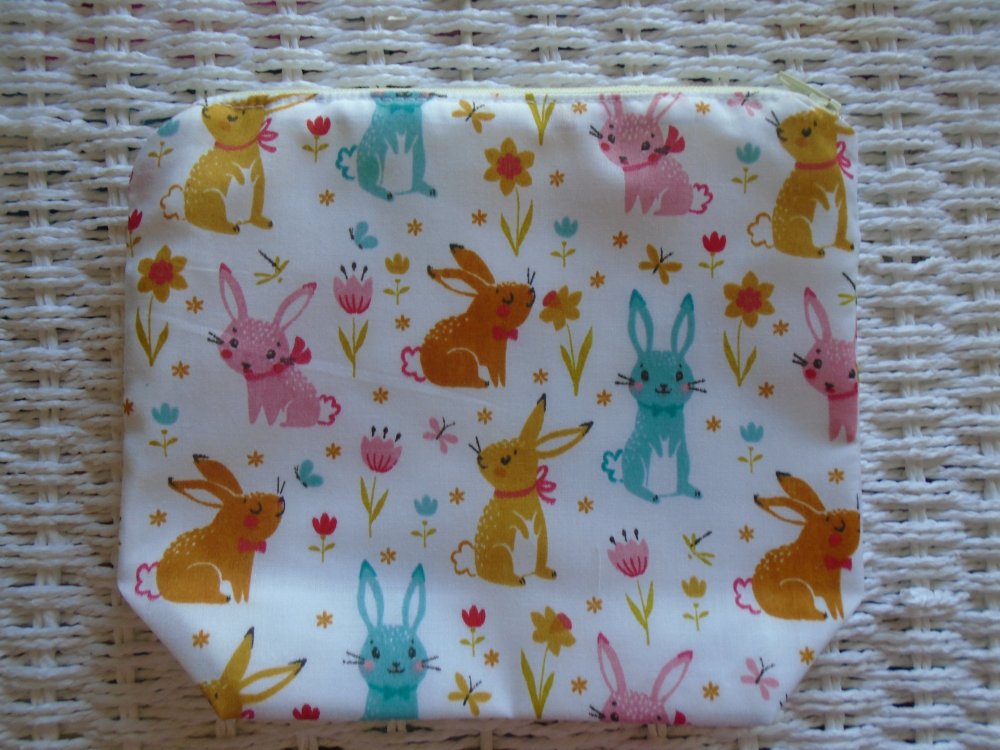 Rabbit Make Up Bag or Large Pencil Case.