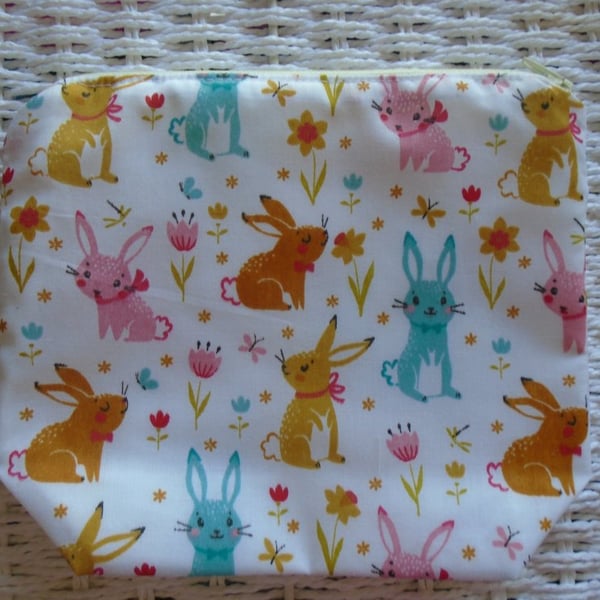 Rabbit Make Up Bag or Large Pencil Case.