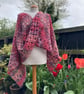 Frothy Waves Red Berries Chevron Lace Rectangular Handmade Shawl Wrap Scarf - Image 2