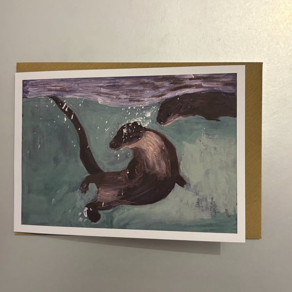Otters A5 Greeting Card 