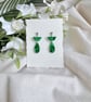 Emerald Green Confetti Acrylic Elegant Drop Earrings - Image 2