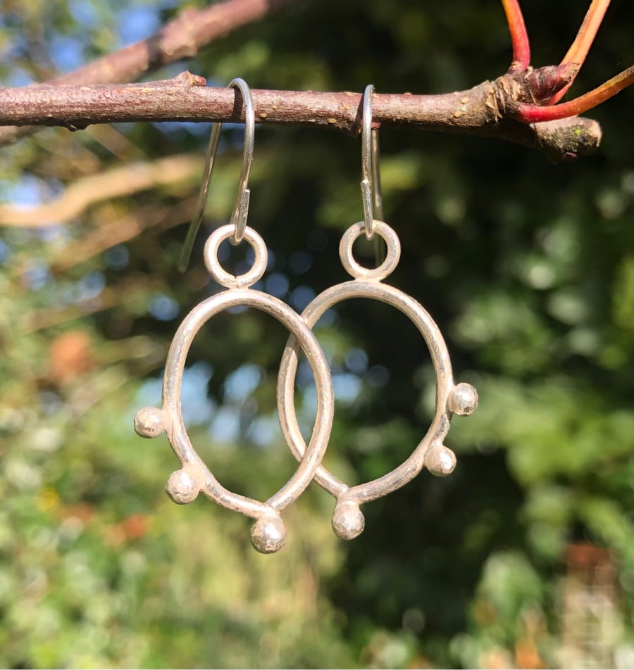 Eco Silver Seed Pod Dangle Earrings