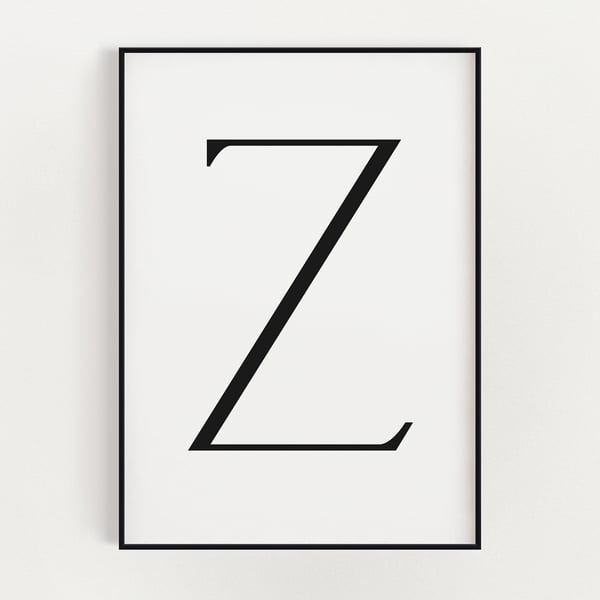 LETTER Z PRINT, Minimalist Wall Art, Letter Z Printable, Letter Wall Decor