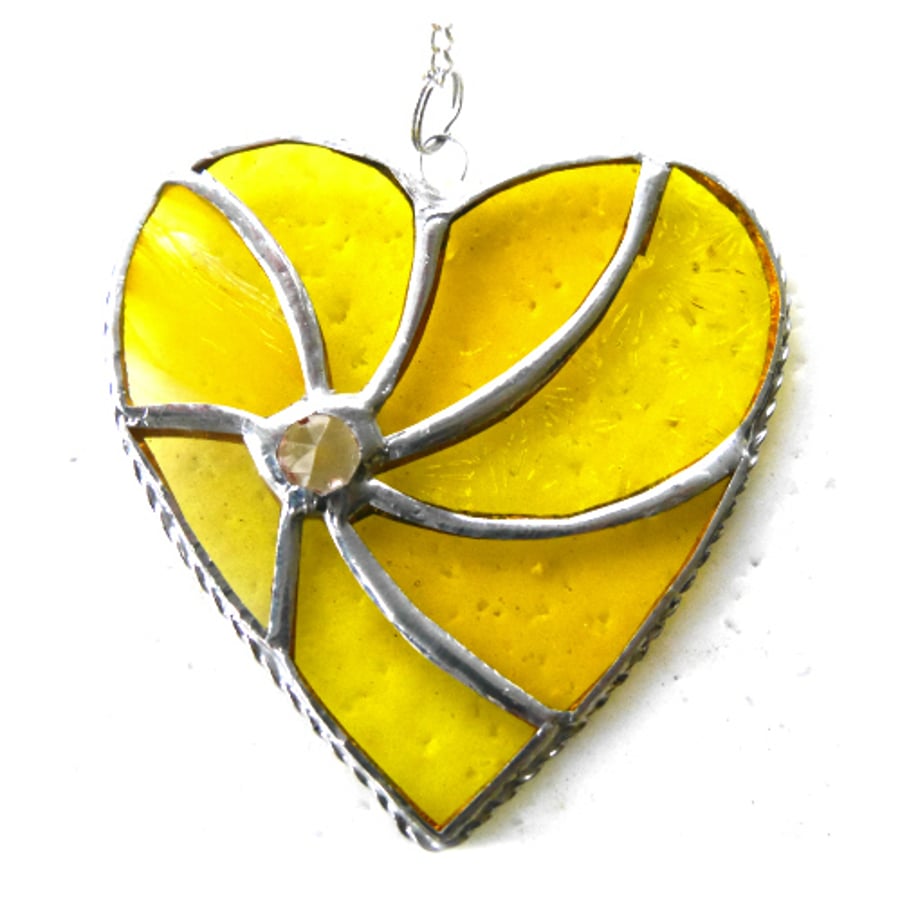 Yellow Swirl Heart Stained Glass Suncatcher 104