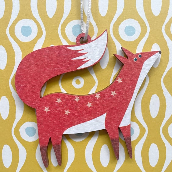 Fox Wooden Hanging Decoration