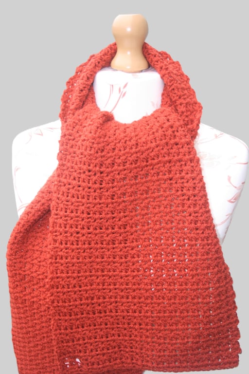 Vibrant Rust Shade Wool Scarf 