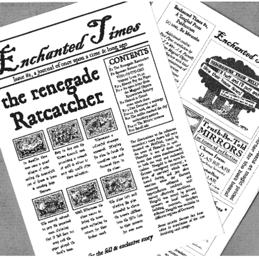 Enchanted Times #3 - a fairy tale zine - all the news, in black & white!