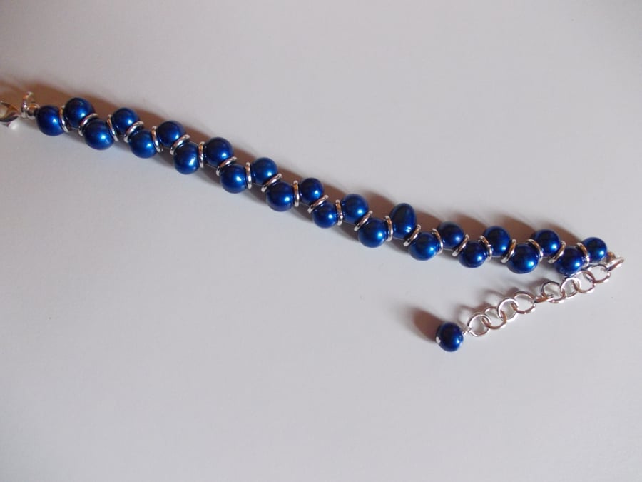 Royal blue freshwater pearl goddess style bracelet