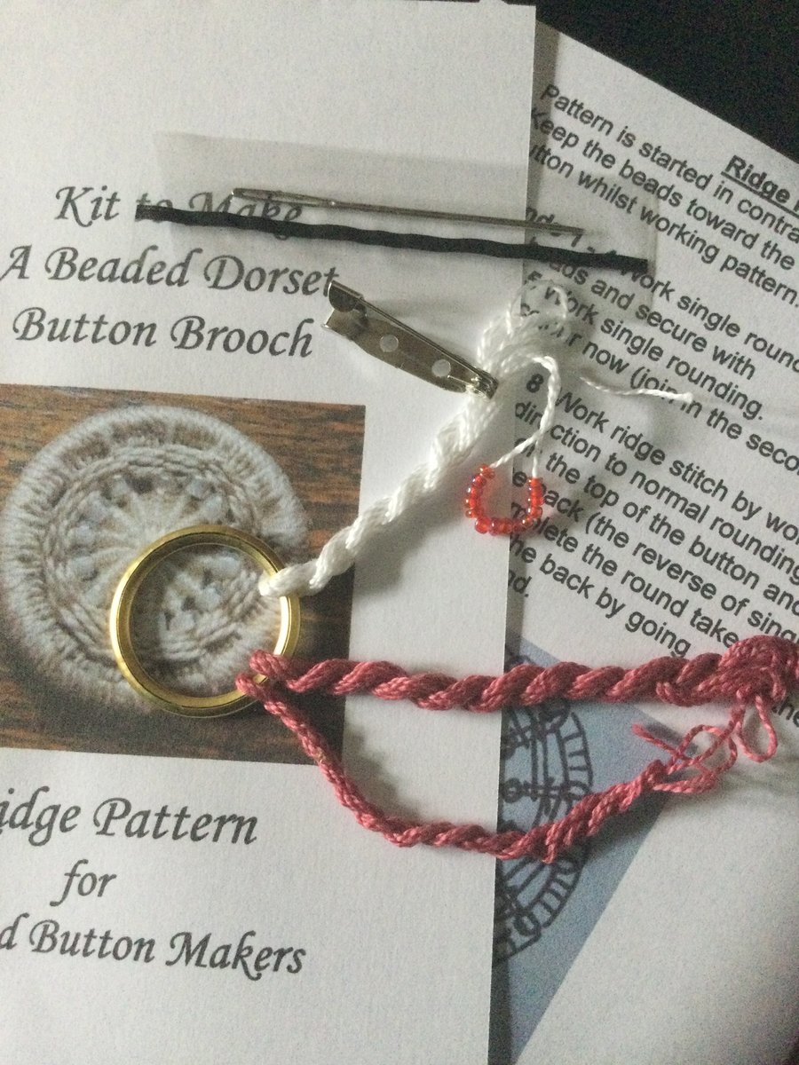 Kit for a Beaded Dorset Button Brooch, Ridge Design BR5