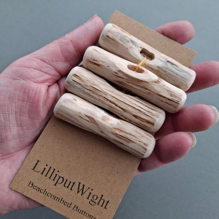 Set of four chunky driftwood toggle buttons with single hole