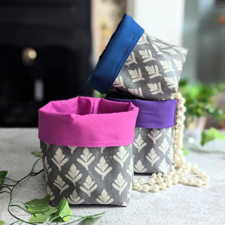 Oilcloth Storage Pots. Gift Hamper Baskets
