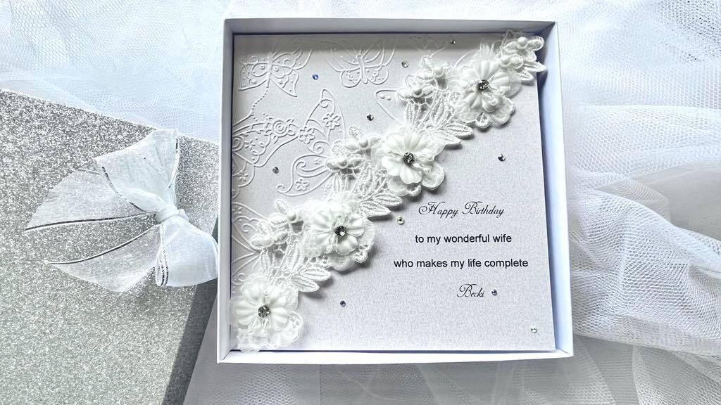 Luxury Handmade Personalised Wedding Card, Lace anniversary Card C030