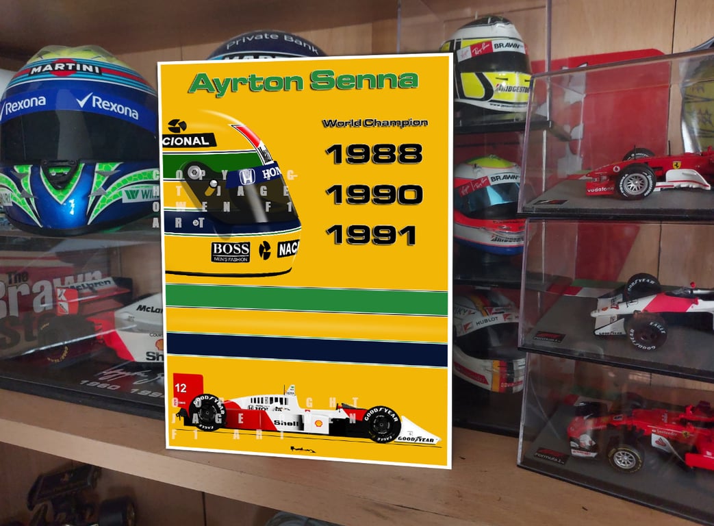 Ayrton Senna 3x Champion McLaren MP4-4 F1 Metal Sign Wall Art F1 Gift