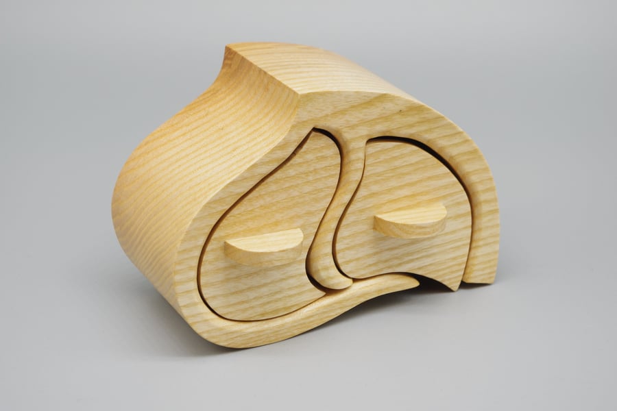 Handmade Wooden Trinket, Jewel Box. With Two Secret Drawers. 