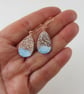 Teardrop Enamel and Textured Copper Dangle Earrings - Image 3