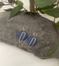 Navy blue and brass polymer clay earrings  - Image 3