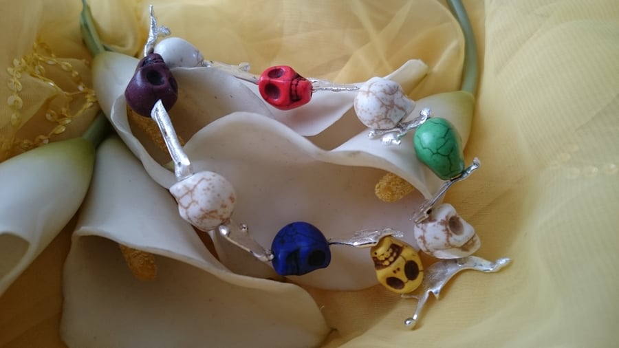 Skull and melted silver bracelet
