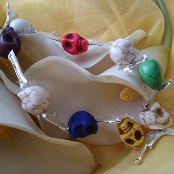 Skull and melted silver bracelet